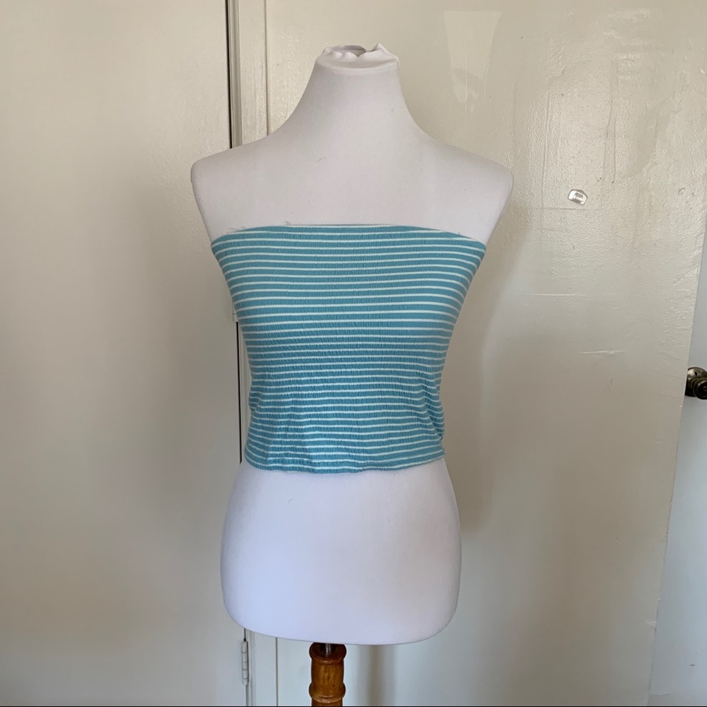 AEO blue and white tube top sz small